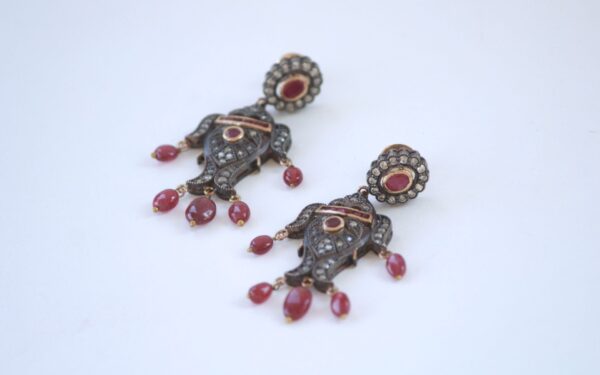 Victorian Fish Necklace and Earrings With Diamonds and Rubies Stringed in Basra Pearls - Image 5