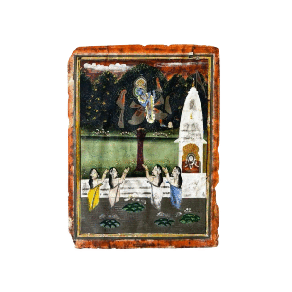 Antique Miniature Painting on Wasli Paper – Krishna & Gopis