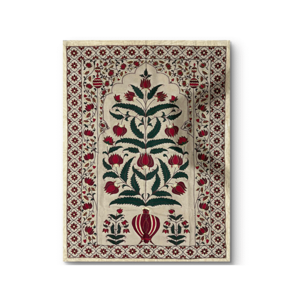 Antique Mughal Floral Textile Panel – Handcrafted Embroidery (4 x 3 ft)