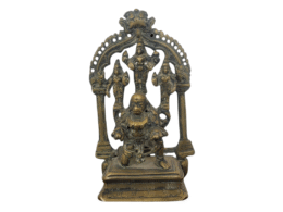 Antique South Indian Brass Idol of Hanuman with Lord Ram, Laxman & Sita