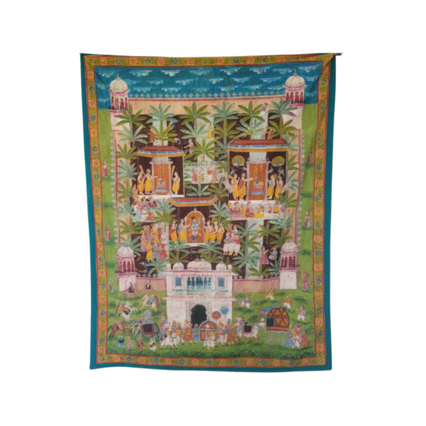Vintage Nathdwara Pichwai Painting on Cloth – 64" x 49"