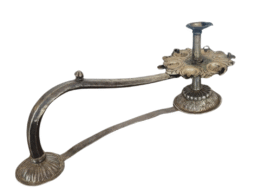 Antique Silver Aarti Lamp with Long Handle – 6 Wick Design