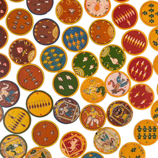 Complete Ganjifa Playing Card Set from Odisha – 120 Hand-Painted Circular Cards - Image 3