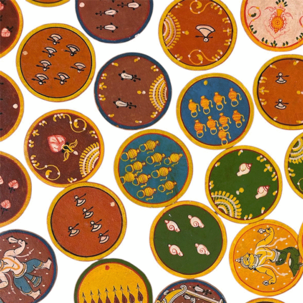 Complete Ganjifa Playing Card Set from Odisha – 120 Hand-Painted Circular Cards - Image 2