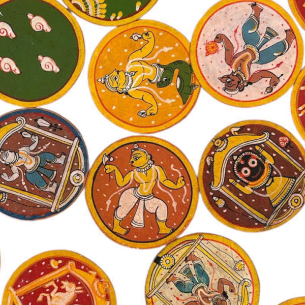 Complete Ganjifa Playing Card Set from Odisha – 120 Hand-Painted Circular Cards - Image 4